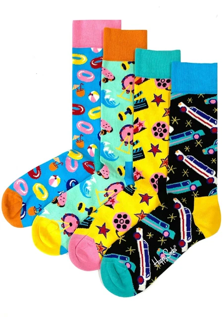 NEW HAPPY SOCKS LA Edition Men's Limited Edition 4PK Gift Set SIZE 10-13 -SALE