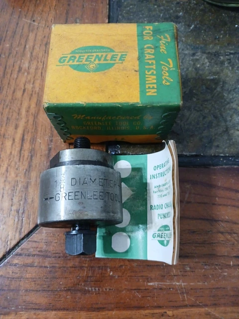 Vintage NOS Greenlee No 730,  1-3/8" Round Radio Chassis Punch with Box & Papers