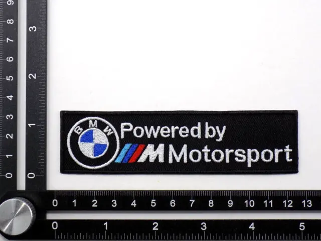 POWERED BY BMW M MOTORSPORT EMBROIDERED PATCH IRON/SEW ON ~4-3/4"x 1-1/4" RACING