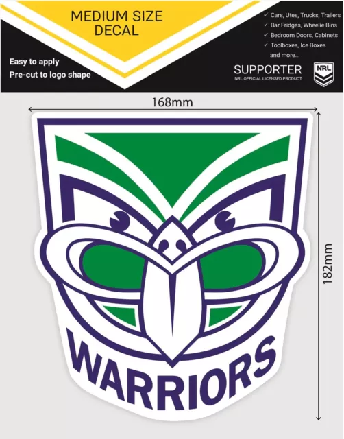 NRL New Zealand Warriors Medium Size Decal - Cars UV Outdoor Indoor Use Stickers