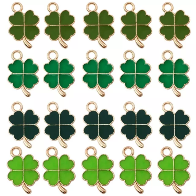 48pcs Alloy Four Leaf Clover Charm Pendants Shamrock Charms  for Jewelry Making