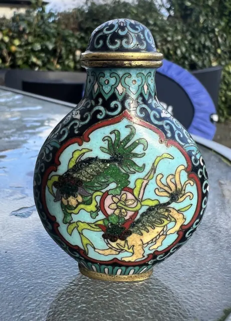 very Rare Qing Dynasty Chinese Cloisonné Snuff Bottle