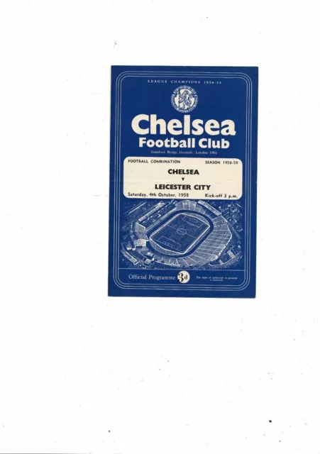 1958/59 Chelsea v Leicester City Football Combination Programme