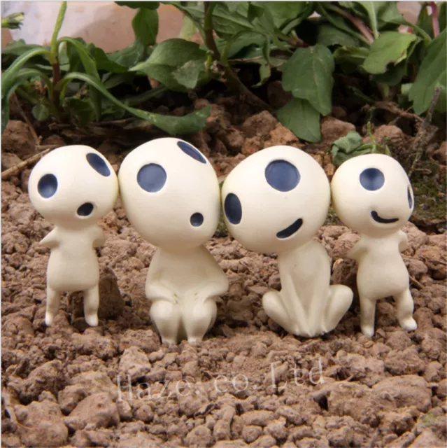 4pcs Studio Ghibli Princess Mononoke Forest Spirit Elf Kodama Figure