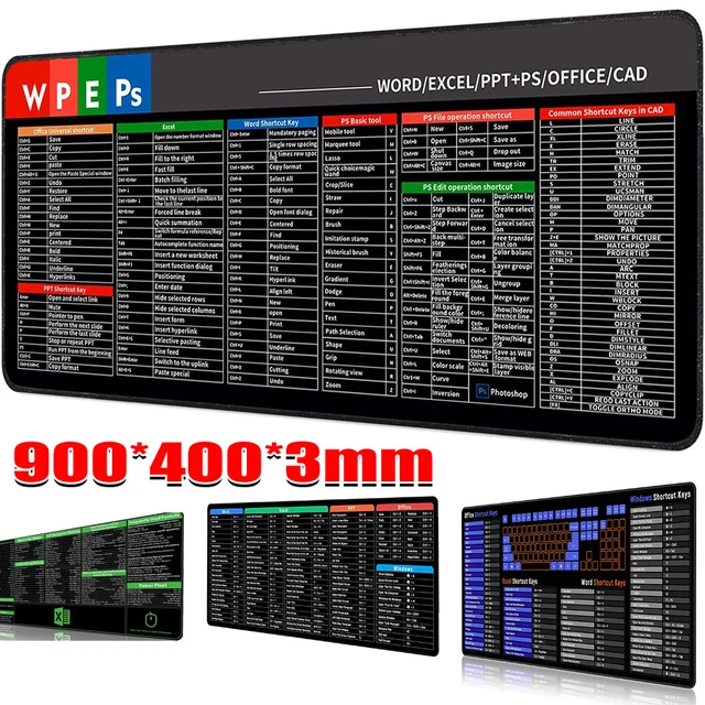 EXCEL CHEAT SHEET Desk Mat, Excel Shortcuts Mouse Pad, Keyboard Shor ...