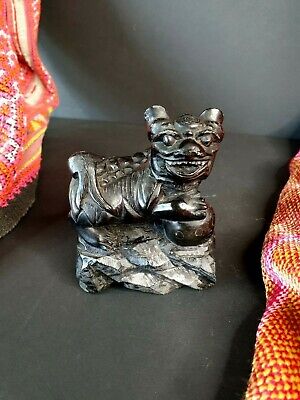 Old Black Stone Foo / Fu Dog Lion Carving …beautiful collection and display piec
