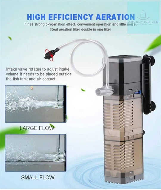 LONDAFISH Fish Tank Filter 3-in-1 Aquarium Submersible Pump Water Pump for Fish 3