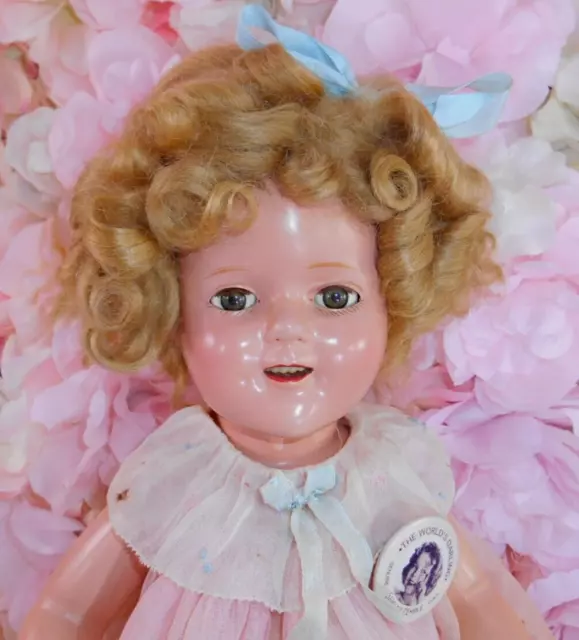 16" SHIRLEY TEMPLE DOLL marked Ideal 1930's composition  original Dress set