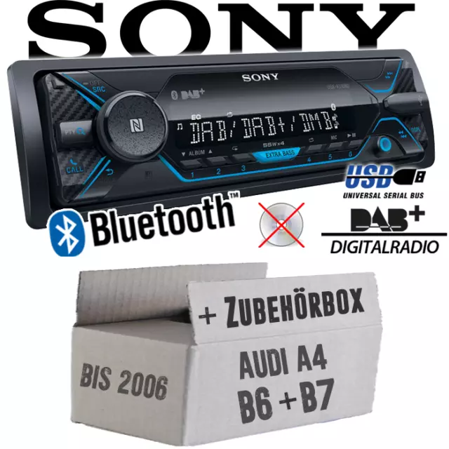 Sony Radio für AUDI A4 B6 B7 DAB+ Bluetooth MP3 USB KFZ PKW EINBAUSET Autoradio