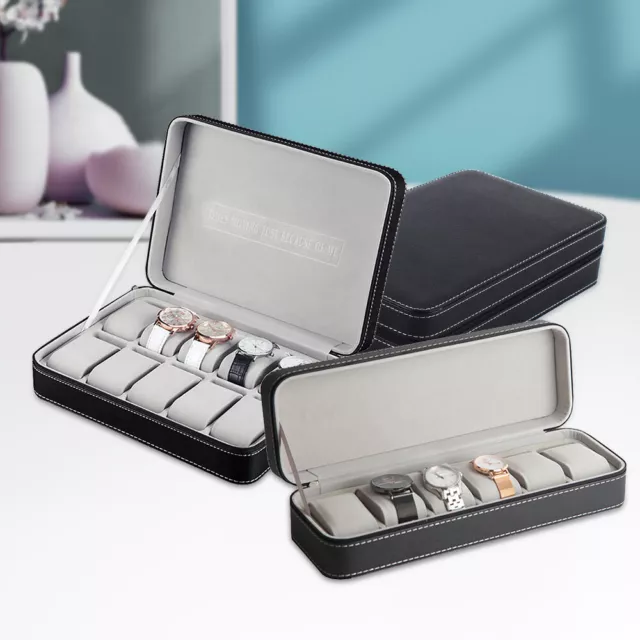 6,10,12 Slots Jewelry Storage Box Portable Travel Watch Collect Case W/ Zipper