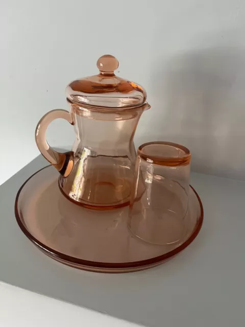 40s VINTAGE BEDSIDE GLASS WATER SET. 3