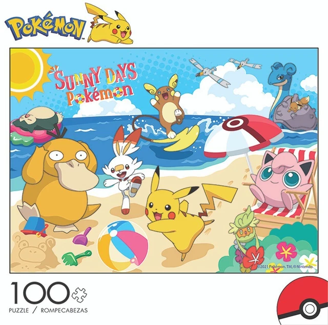 Pokemon Sunny Days | 100 Pc Jigsaw Puzzle Pikachu, Eevie, Snorlax | Complete