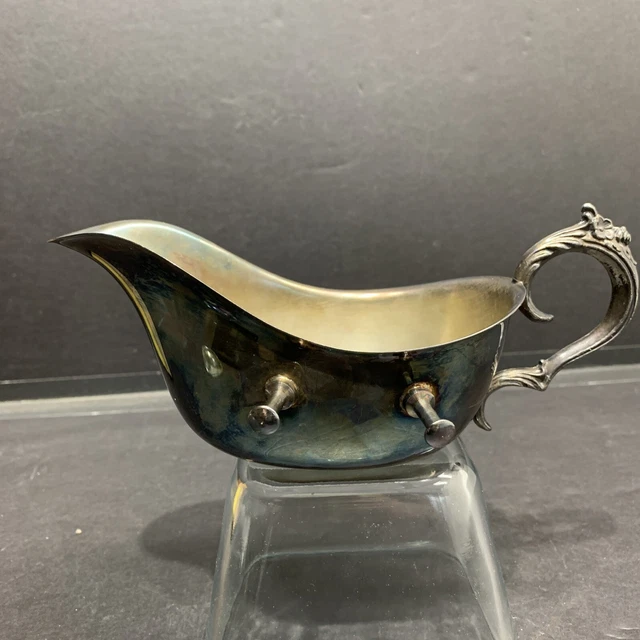Vintage Gravy Boat Fbr Ep Brass Lead Mts Usa