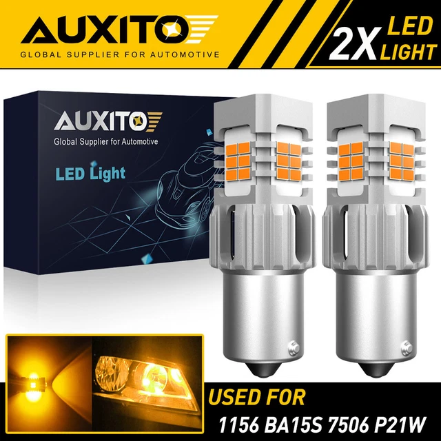 AUXITO 1156 BA15S LED Amber Yellow Rear Turn Signal Blinker Light Bulb Bright EA