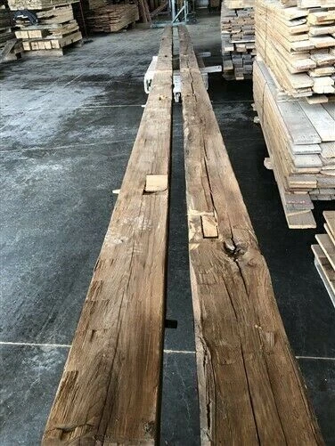 30' Rustic Reclaimed White Oak Barn Wood Beam, Hand Hewn, Hardwood, Salvaged