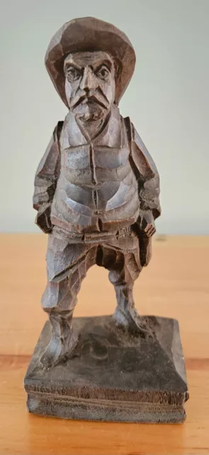 Vintage Sancho Panza Hand Carved Wood Figurine from Don Quixote