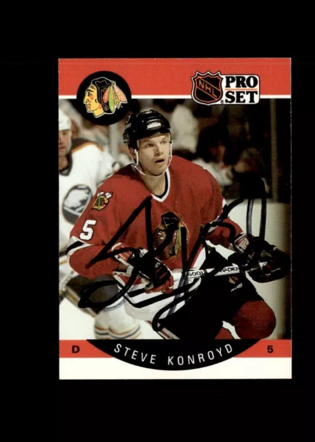 Steve Konroyd 1990 Pro Set Blackhawks authentic autographed card