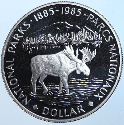 1985 CANADA Queen Elizabeth II National Parks MOOSE Proof SILVER Coin i114723