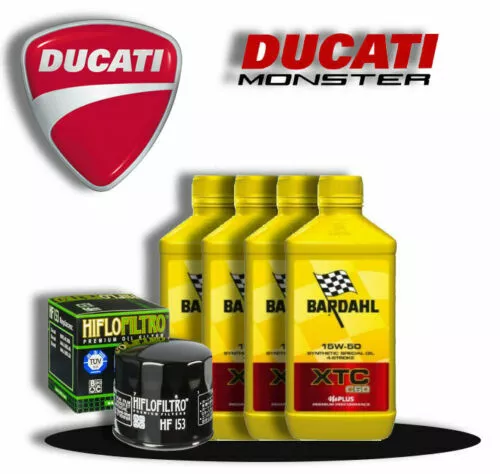 Kit Tagliando Ducati 998 Monster S4R Bardahl Xtc 15W50 Filtro Olio Hiflo 2007