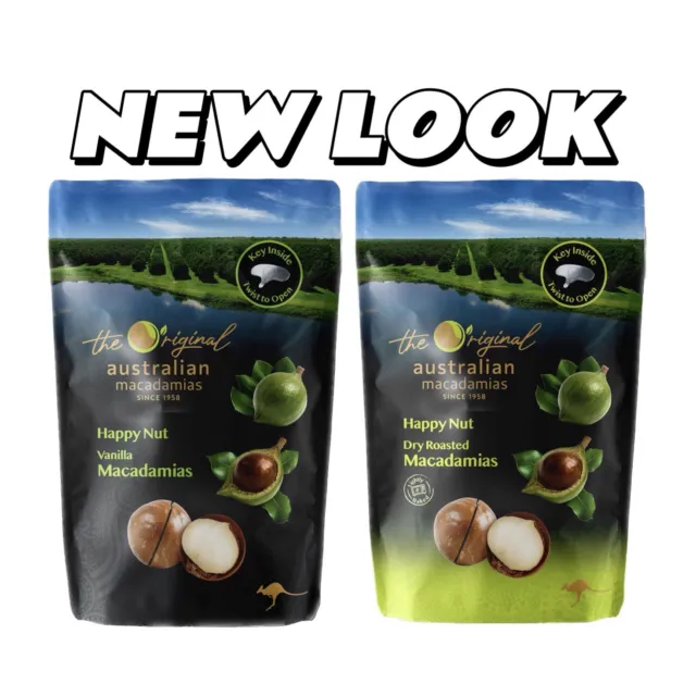 4 Pack Macadamia Happy Nut Dry Roasted & Vanilla Flavor 225g Best Selling