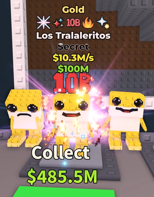 RARE STEAL A Brainrot Los Tralaleritos Secret Gold 5 Mutations 10.3M/S ...