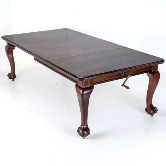 Chippendale Victorian Mahogany 8ft Extending Dining Table Claw & Ball Feet C1870