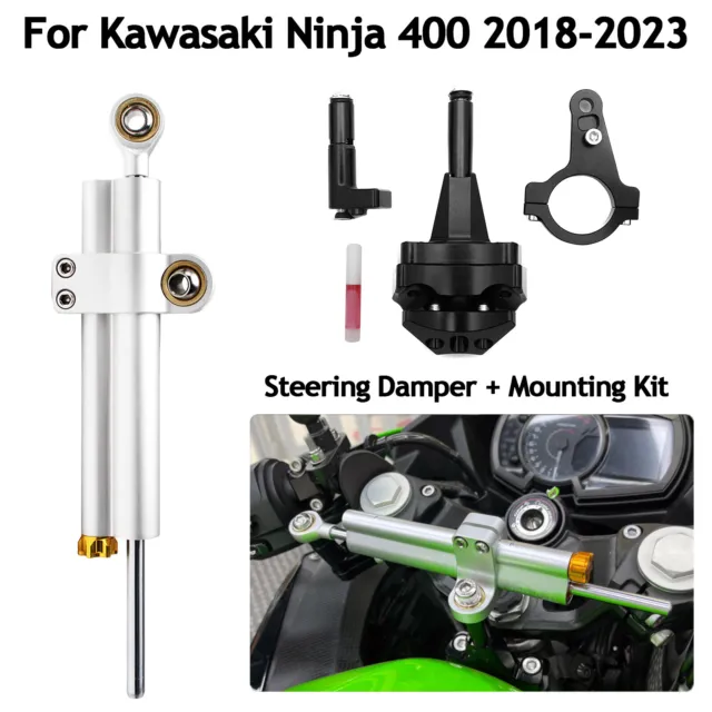 Linear Steering Damper Stabilizer +Mounting Kit For Kawasaki Ninja 400 2018-2023