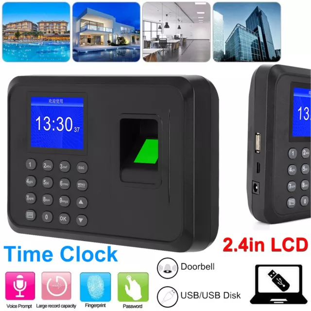 2.4" LCD Biometric Fingerprint Time Clock Password Attendance Machine Recorder