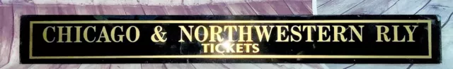 Chicago & Northwestern Railway Railroad RR Jalousie Glass Ticket Booth Sign