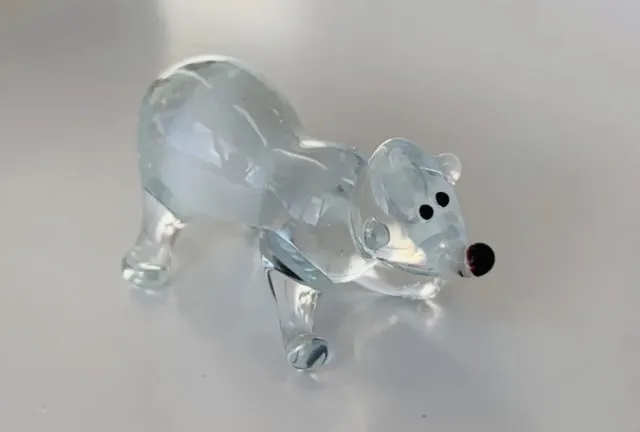 Polar Bear~Collectible Hand Blown Art Glass Figurine~Handmade Tiny Animal~UNIQUE