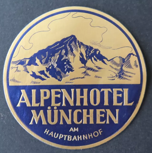 Antique Tag HOTEL ALPENHOTEL MUNCHEN Munich Alpes Luggage Label 3