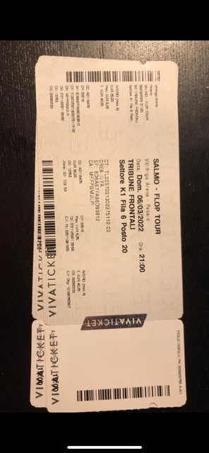 2 biglietti Salmo Flop Tour Pesaro Vintrifrigo Arena 09/12 Tribune frontali 