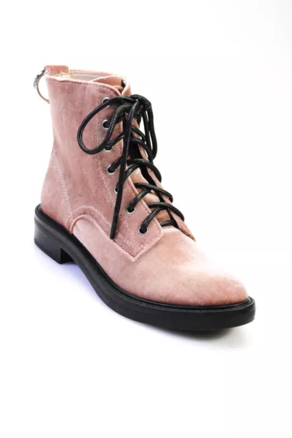Dolce Vita Womens Bardot Velvet Lace Up Flat Combat Boots Rose Size 6