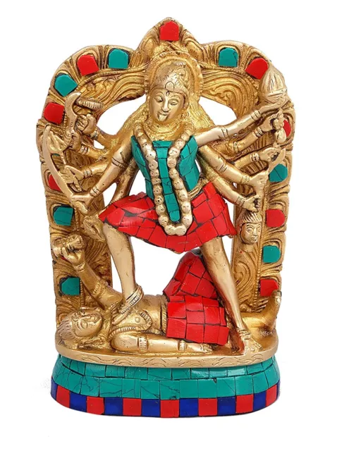 Brass Kali Mata Statue Kaali Maa Hindu Goddess Durga Idol 6.5" Figurine 3.63 lbs