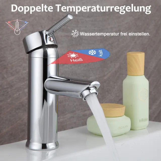 Chrom Einhebelmischer Bad Armatur Waschtisch Waschbecken Spültisch Wasserhahn #