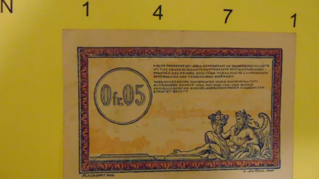 23/1471) 0,05 Franc Banknoten Frankreich Besetztes Rheinland 1923 Serie A. 8