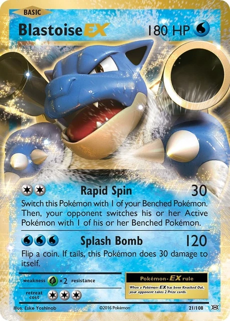 Blastoise EX 21/108 XY Evolutions Full Art Pokemon Card Mint/NM