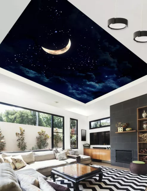 3D Moon Blue Cloud 711 WallPaper Murals Wall Print Decal Wall Deco AJ WALLPAPER