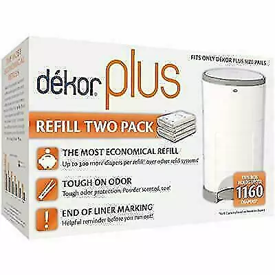 Dekor Plus Diaper Pail Refills - 2 Pack Holds Up To 1160 Diapers