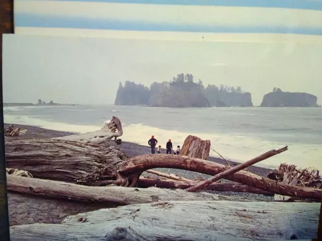 Vintage Post Card Aerial View Over Pacific Ocean Olympic National Park Wa.