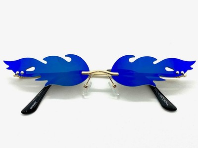 ESAGERATO RÉTRO FESTA Club Rave Sole Occhiali Funky Fuoco Fiamma Forma  Lenti Blu EUR 17,22 - PicClick IT