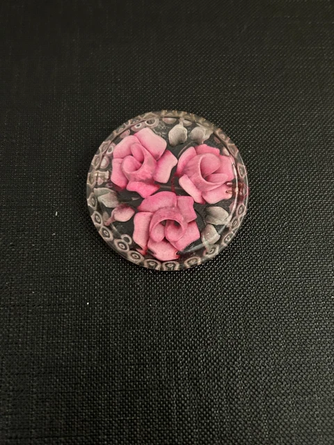 Ancienne broche en lucite décor fleurs,af1604 - Montres & Bijoux