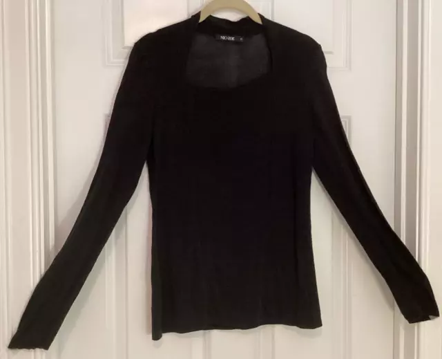 Nic + Zoe black silk/rayon blend long sleeve top, size M, NWOT