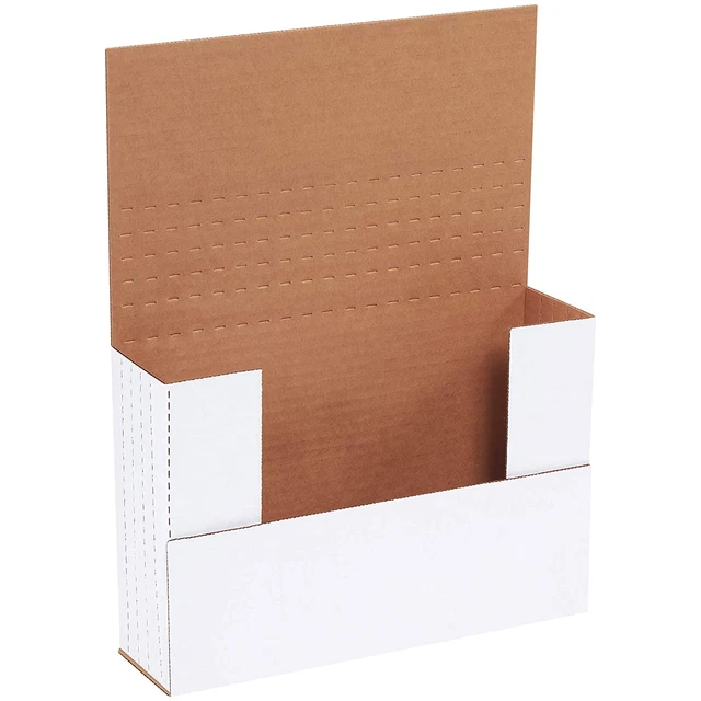 White Easy-Fold Mailing Boxes, 9 5/8 X 6 5/8 X 2 1/2 Inches, Pack of 50, Crush-P
