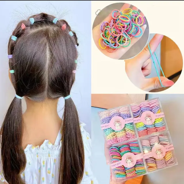 90Pcs/box Kids Girl Elastic Hair Rubber Tie Band Rope Ring Ponytail Holder