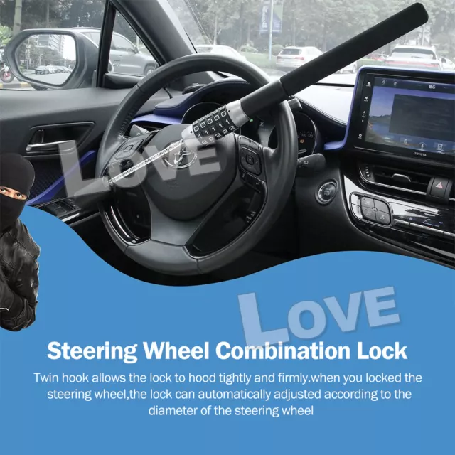 Heavy Duty Steering Wheel Lock Keyless 5 Coded Combination Security Anti Theft 2