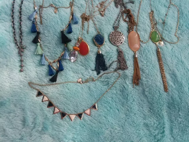 Costume Tassel Statement Necklace Lot 8 Charming Charlie gold silver tone