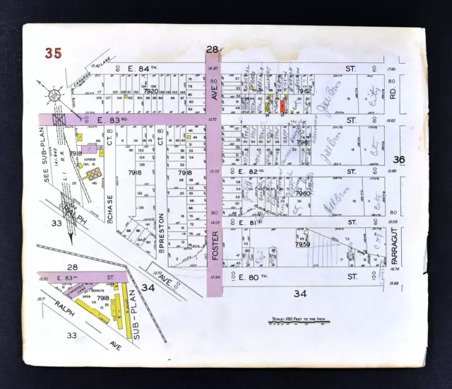 1929 Brooklyn Map Canarsie Foster & Ralph Avenue 56-84th Street - New York City