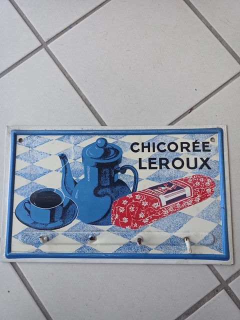ANCIENNE PLAQUE LITHOGRAPHIÉE porte torchon CHICOREE LEROUX café ...