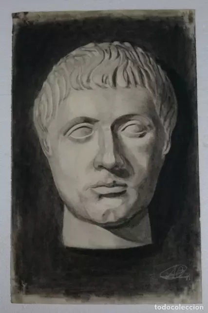 Dibujo de rostro de emperador romano del autor Alberto Duce Vaquero.Pintado al c